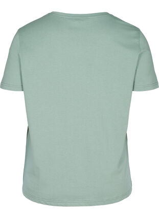 Short-sleeved cotton t-shirt with a print, Chinois Green SIMPLE, Packshot image number 1