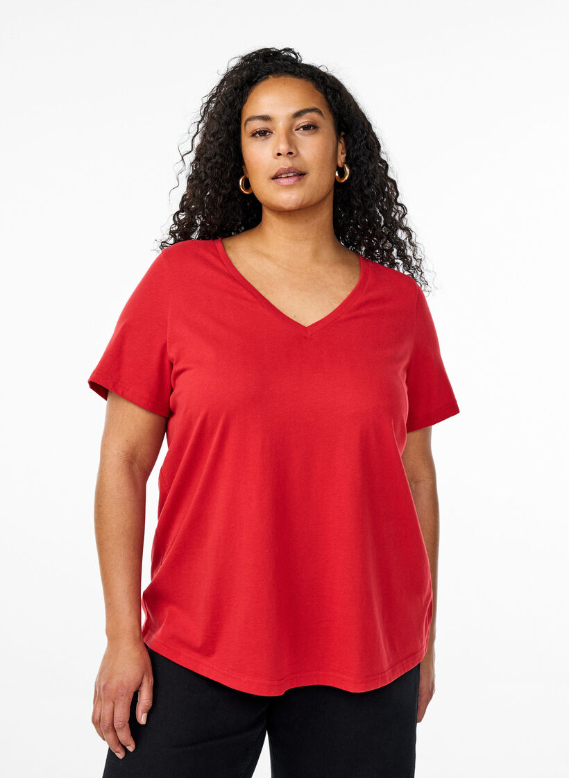 FLASH - V-neck T-shirt, Red, Model image number 0