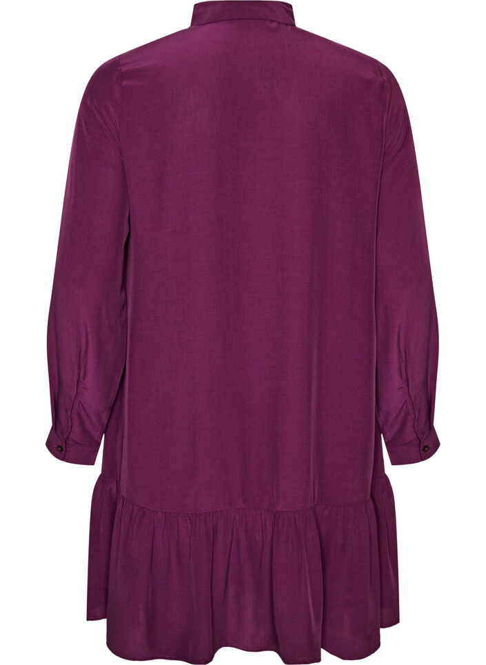 Short shirt dress with ruffle tier, Purple, Packshot image number 1