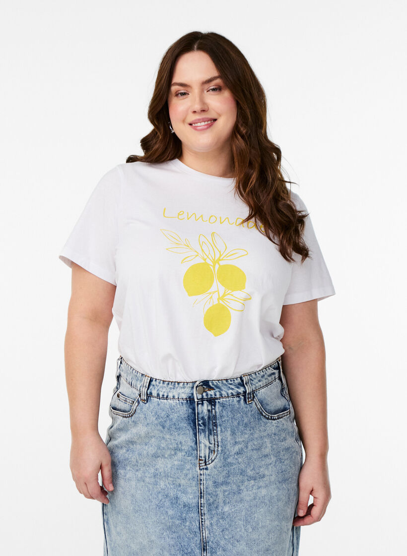 T-shirt with citrus print, White, Model image number 0