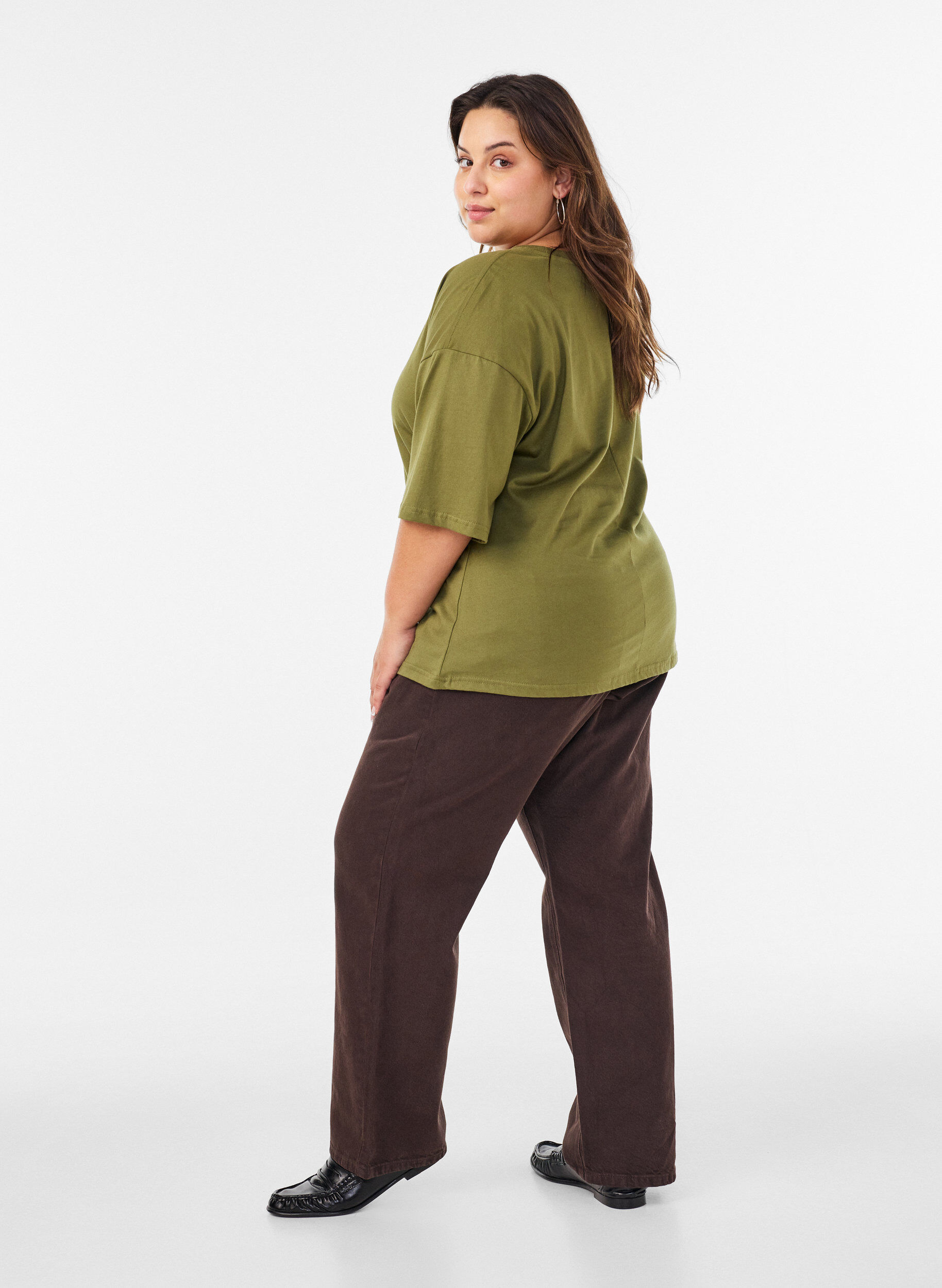 ZizzifashionT-shirt with draped detail, Green, Model image number 2