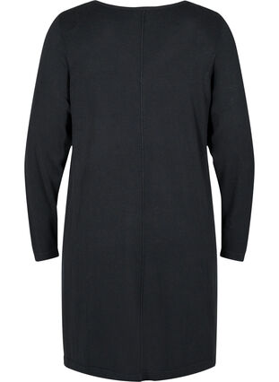 Plain V-neck knitted dress, Black, Packshot image number 1