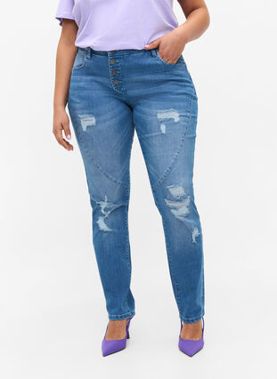 Slim fit ripped Emily jeans, Light blue, Model image number 2