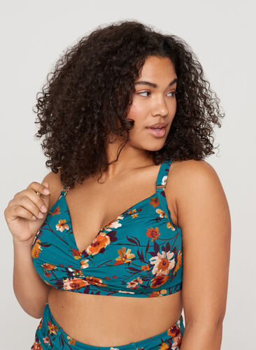 Bikini top, Green Flower, Model image number 0