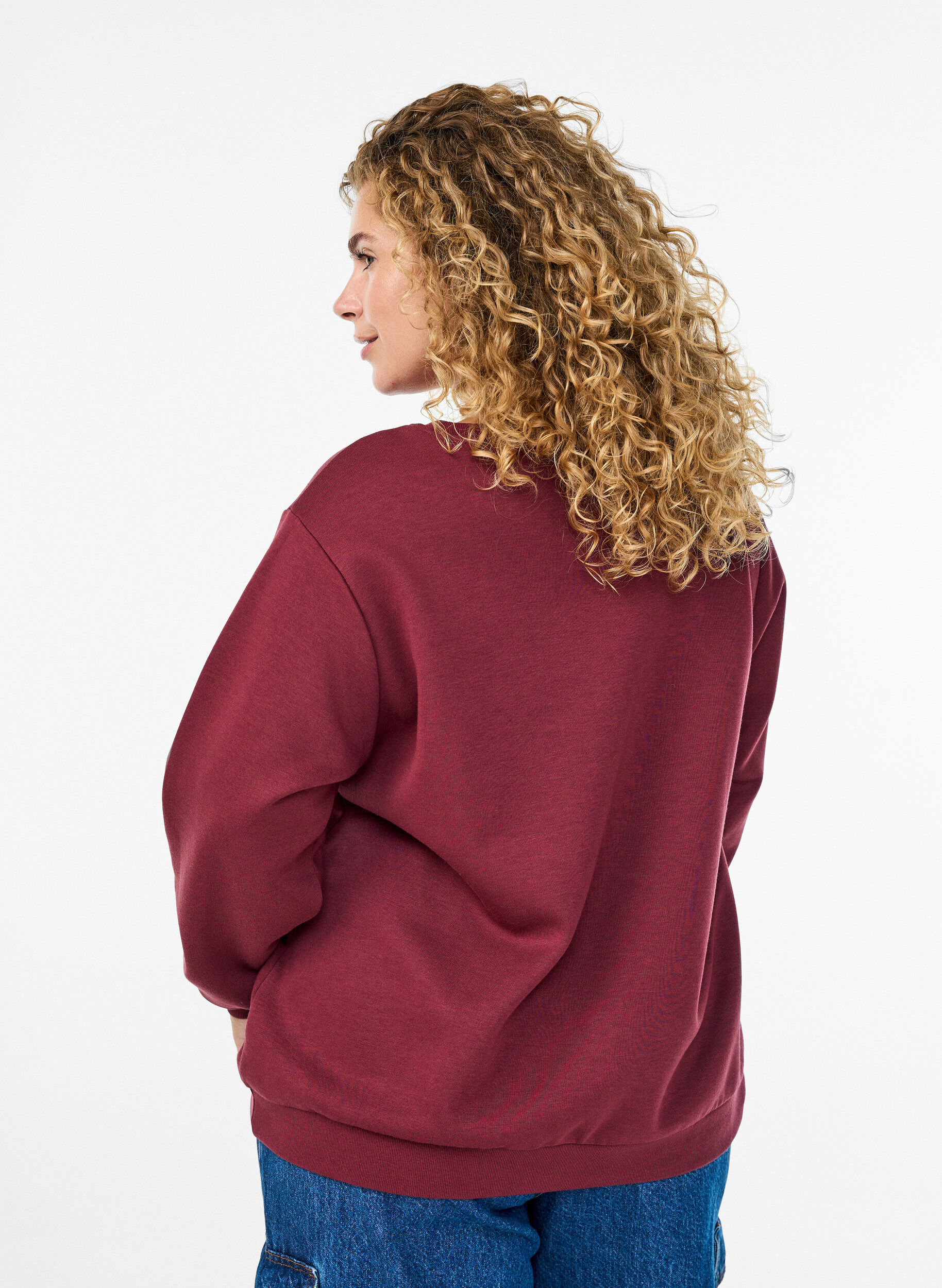 Zizzifashion Sweatshirt with embroidered Milan motif, Dark Bordeaux, Model image number 2