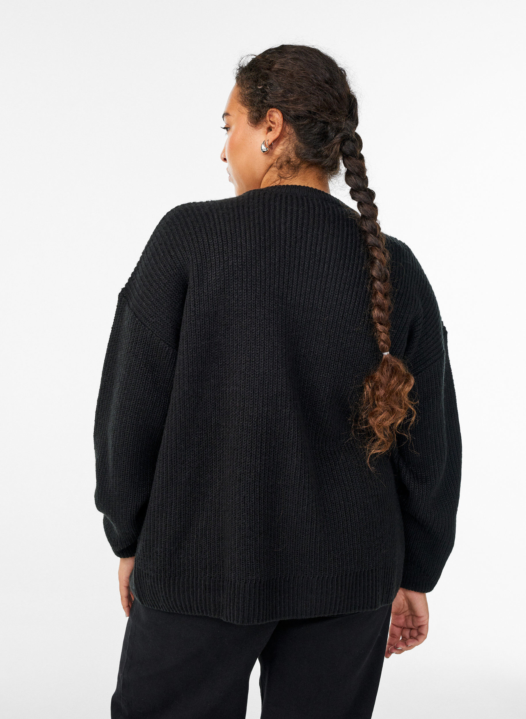ZizzifashionKnit cardigan with zip, Black, Model image number 2