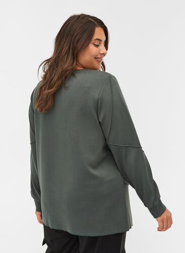 Long-sleeved sweat blouse with rounded neckline, Urban Chic, Model image number 1