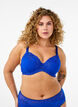 Padded underwired bra with lace, Blue, Model image number 0