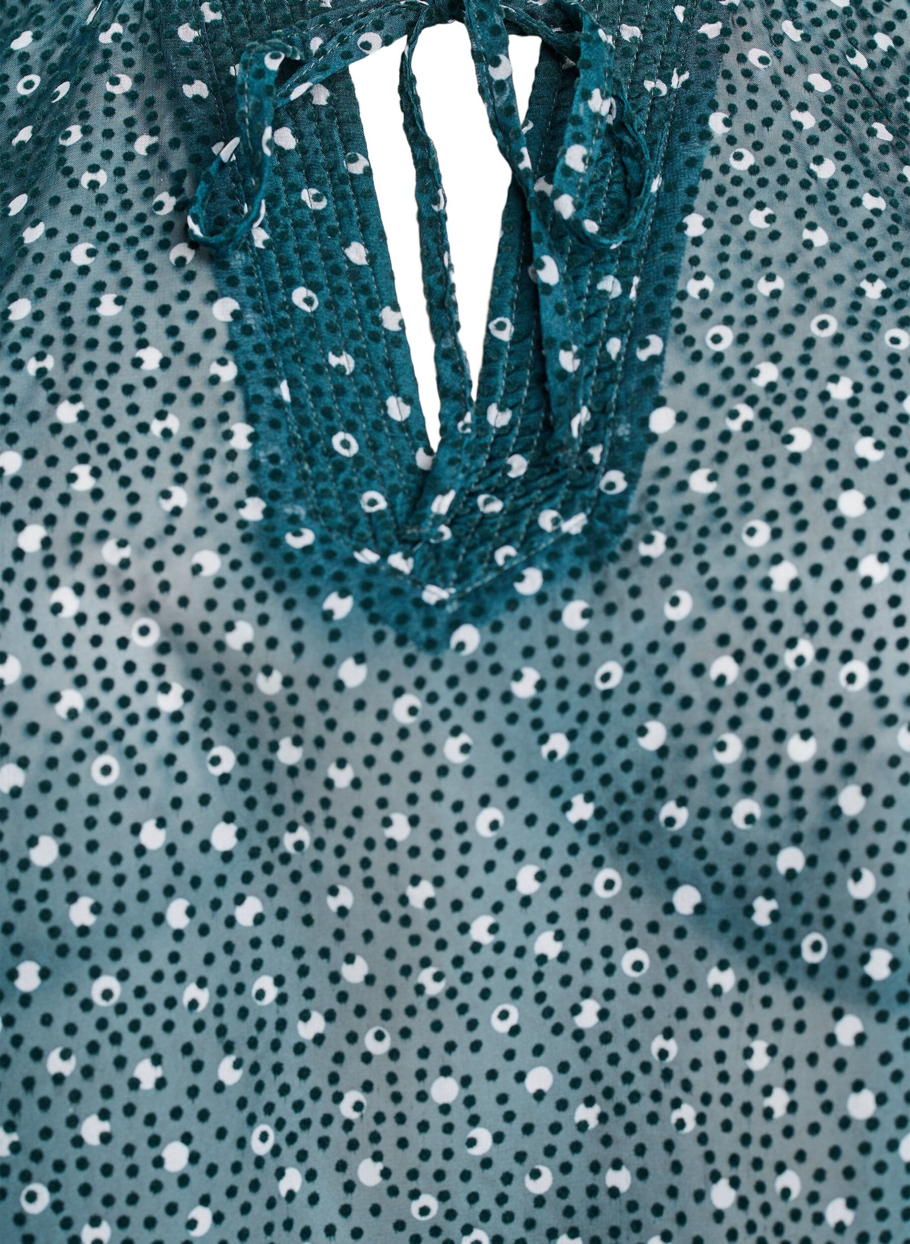 Zizzifashion Chiffon blouse with ruffle details and small dots, Green, Packshot image number 2