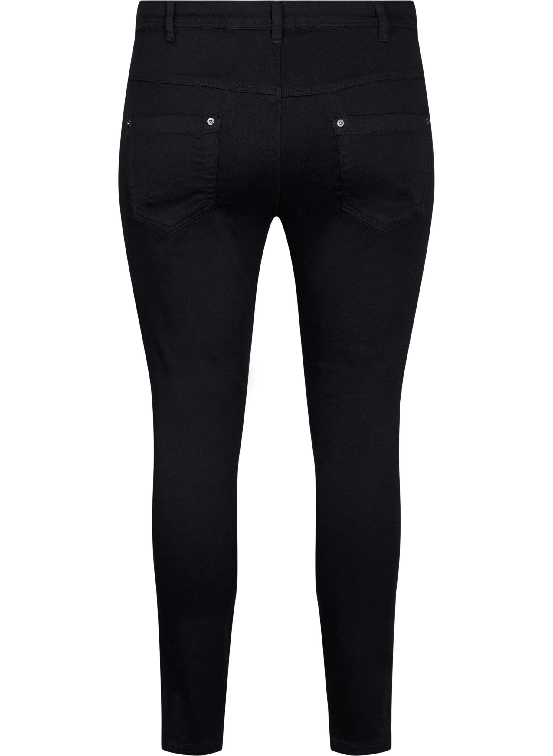 Zizzifashion Cropped Amy jeans with a zip, Black, Packshot image number 1