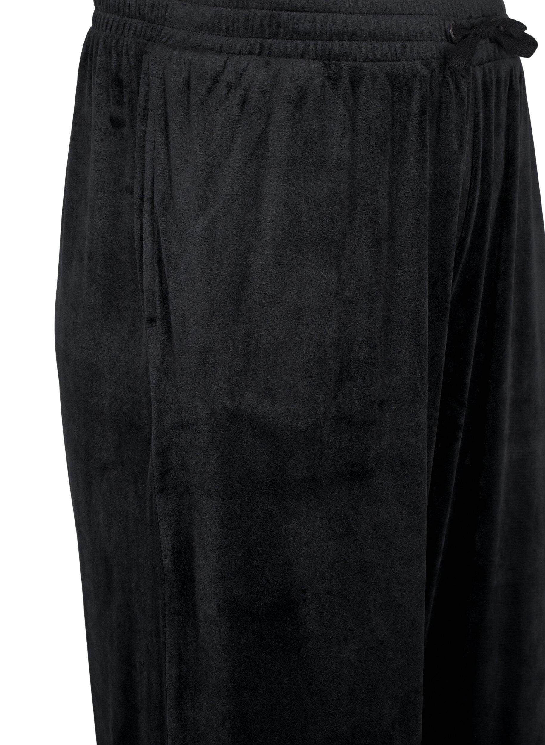 Zizzifashion Loose velour trousers, Black, Packshot image number 2