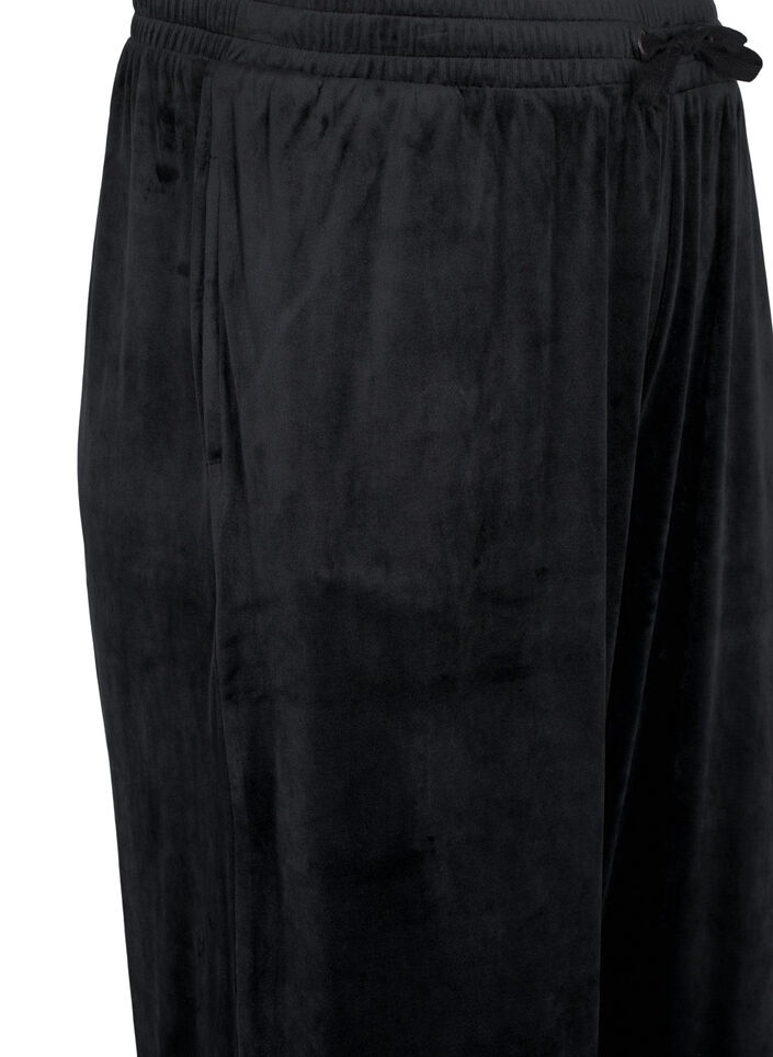 Loose velour trousers, Black, Packshot image number 2