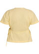 Blouse in a cotton blend with a V-neck and tie-string, Yellow, Packshot image number 1