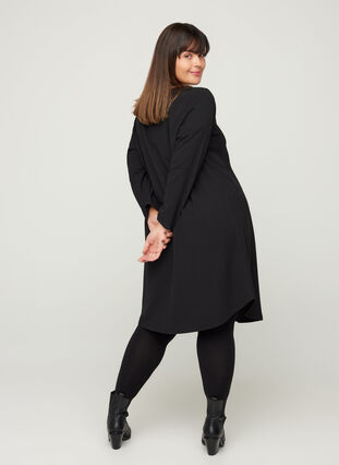 Plain A-line dress, Black, Model image number 1