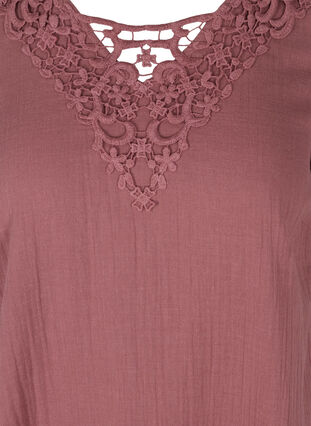 Short-sleeved cotton dress with embroidery, Rose Brown, Packshot image number 2