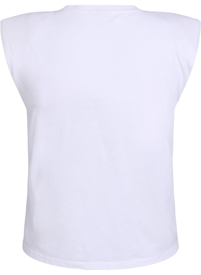 Sleeveless jersey blouse with shoulder pads, White, Packshot image number 1