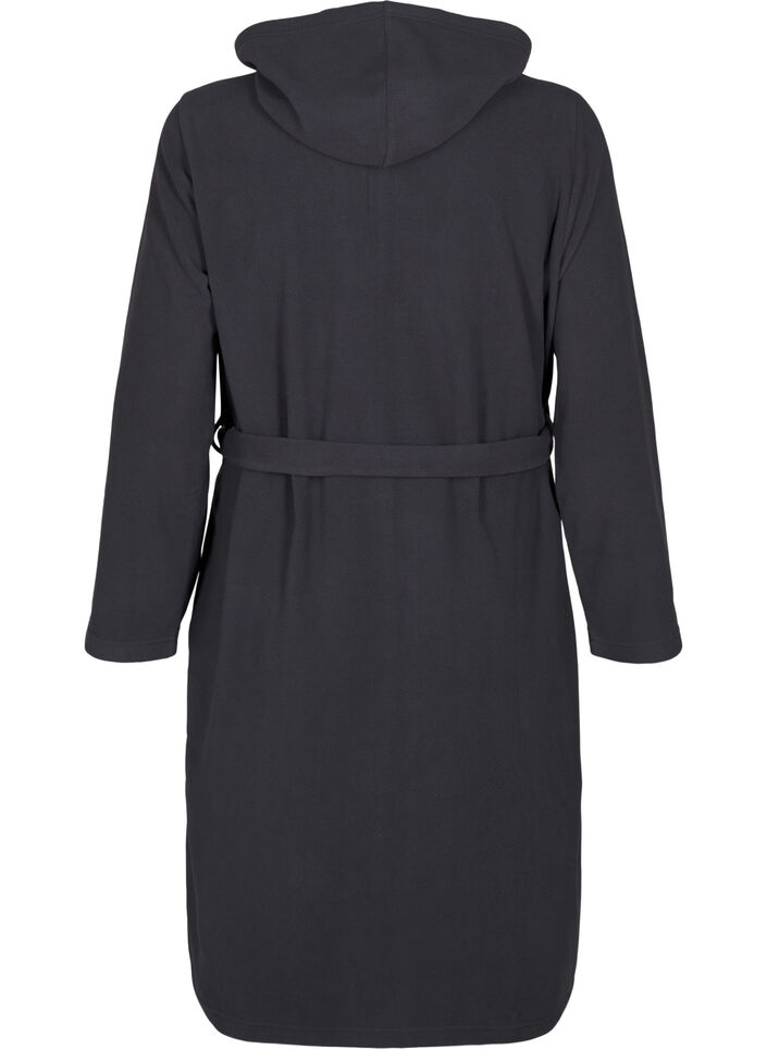 Morning robe with zipper and hood, Dark Grey, Packshot image number 1