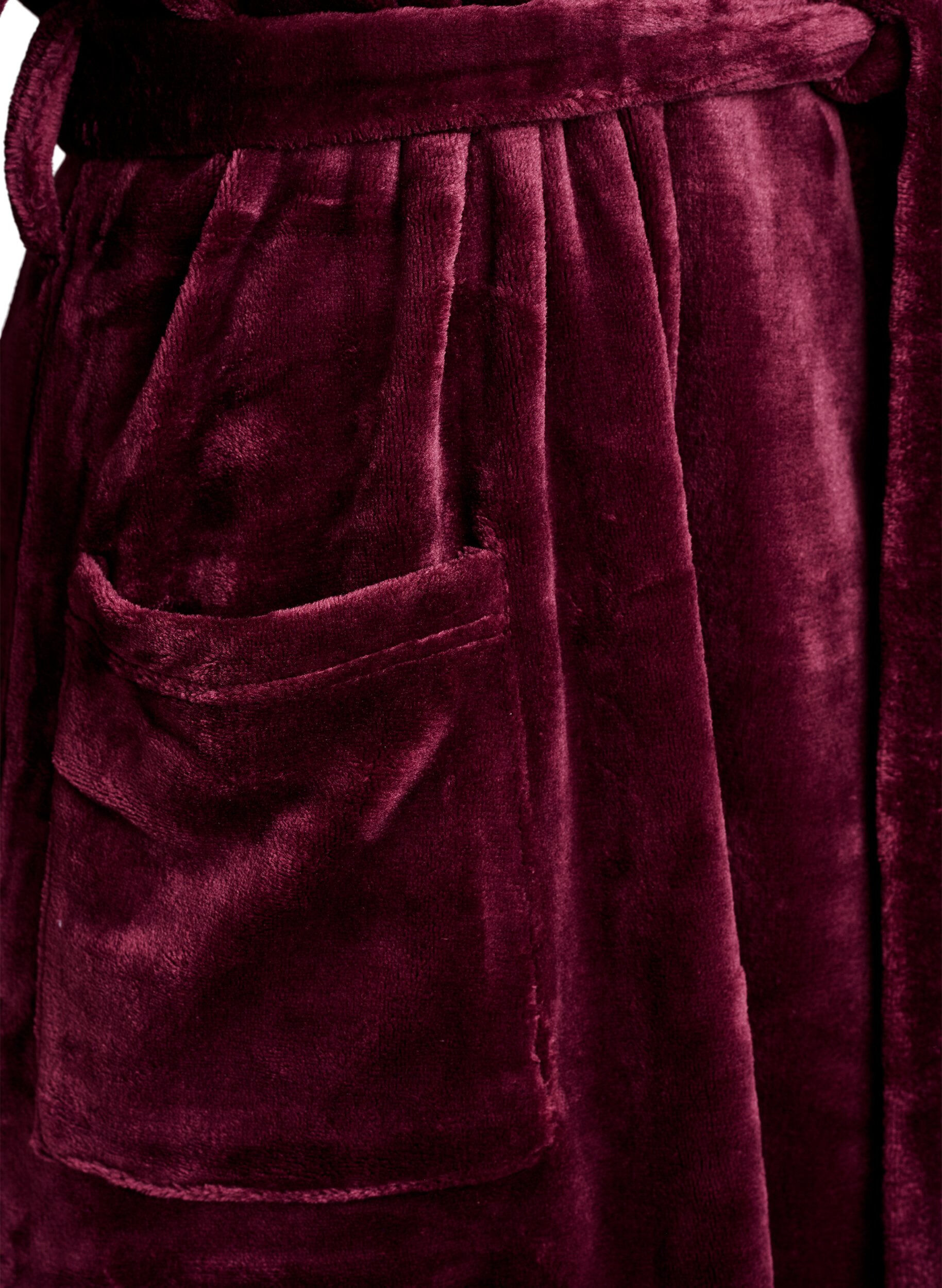 Zizzifashion Robe in soft velour with pockets, Dark Bordeaux, Packshot image number 3