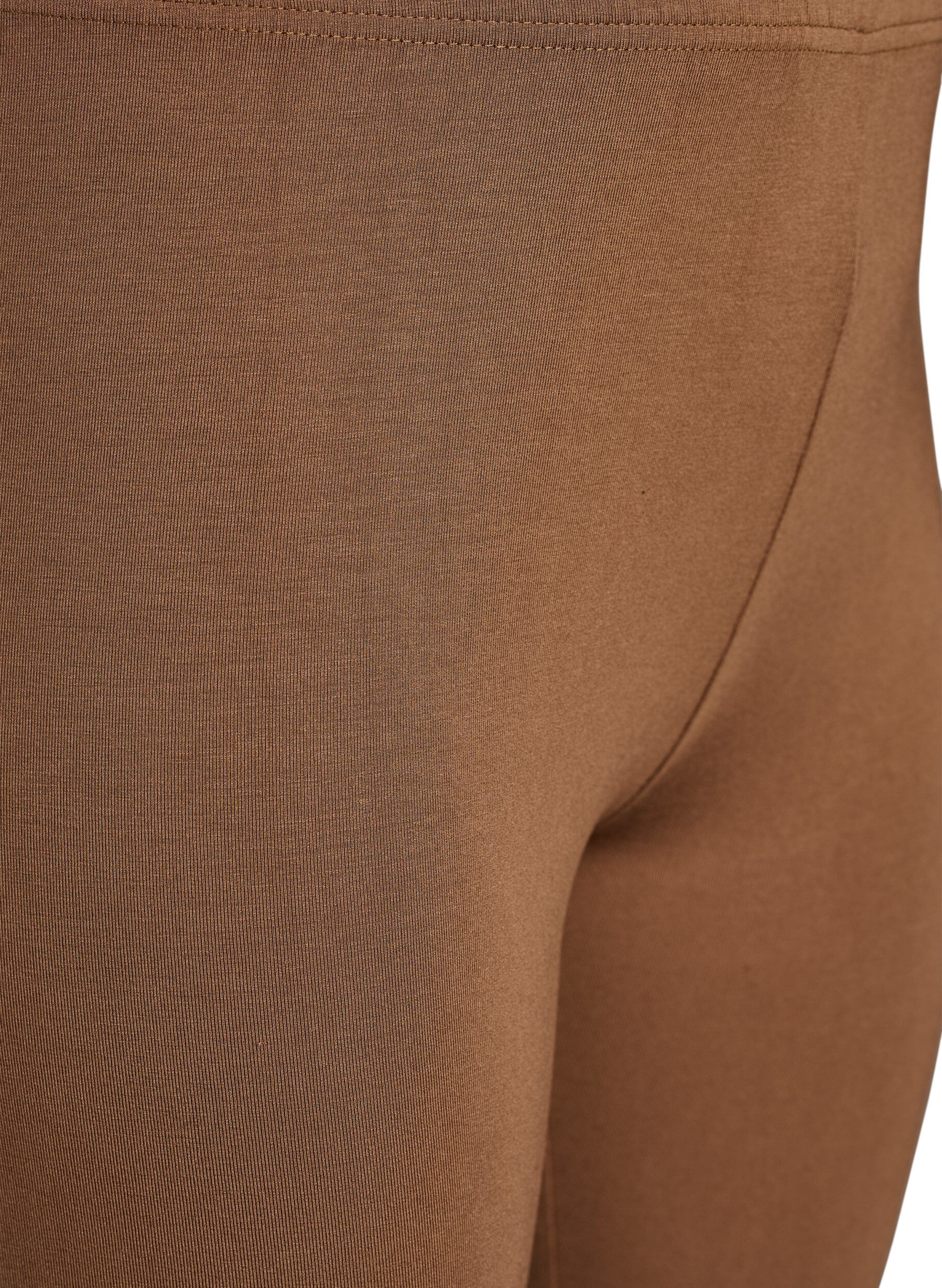 Zizzifashion Basic 3/4 leggings in viscose, Brown, Packshot image number 2
