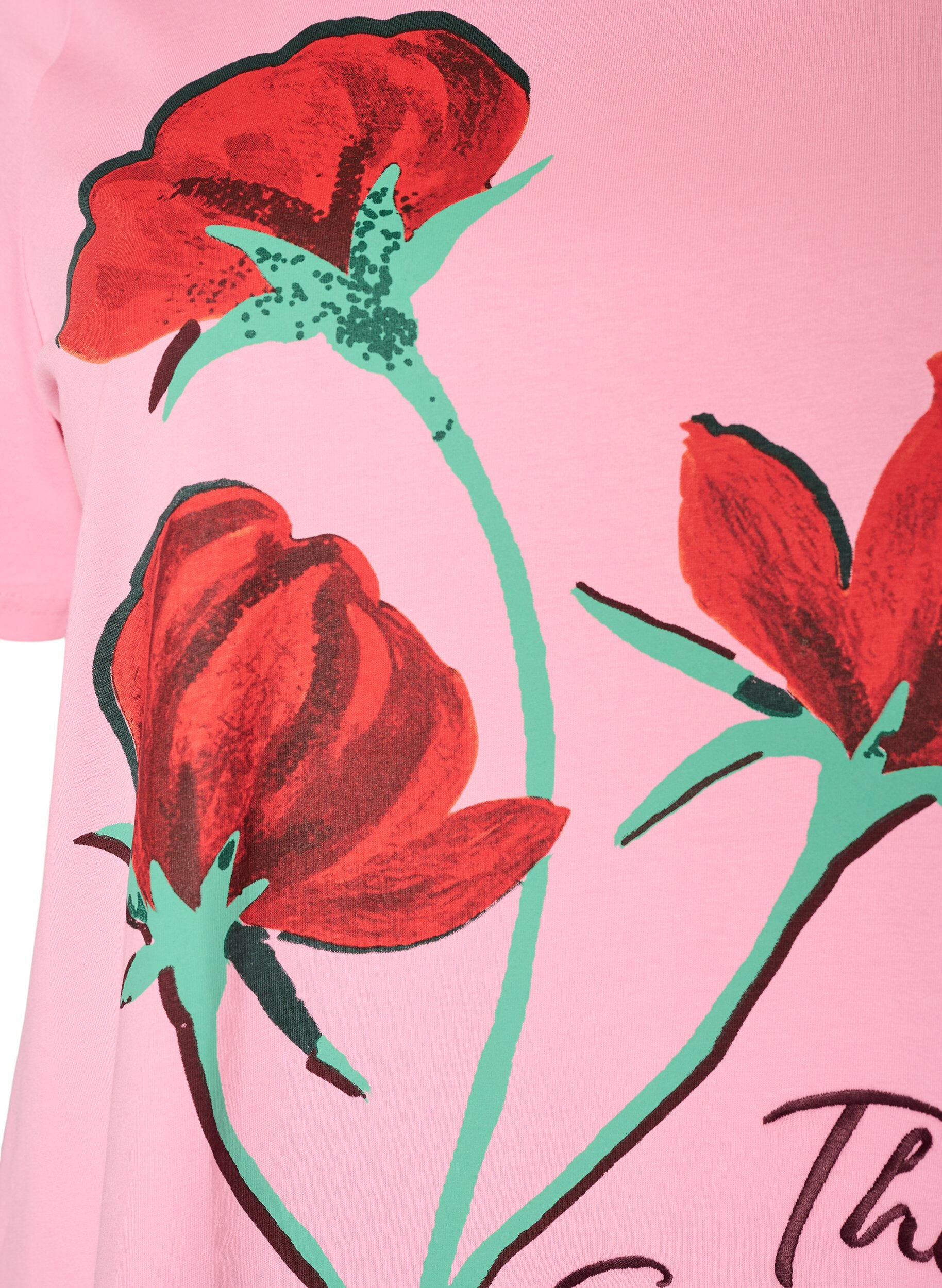 ZizzifashionCotton T-shirt with front print, Pink, Packshot image number 2
