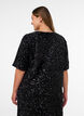 Sequin blouse with elbow-length sleeves, Black, Model image number 2