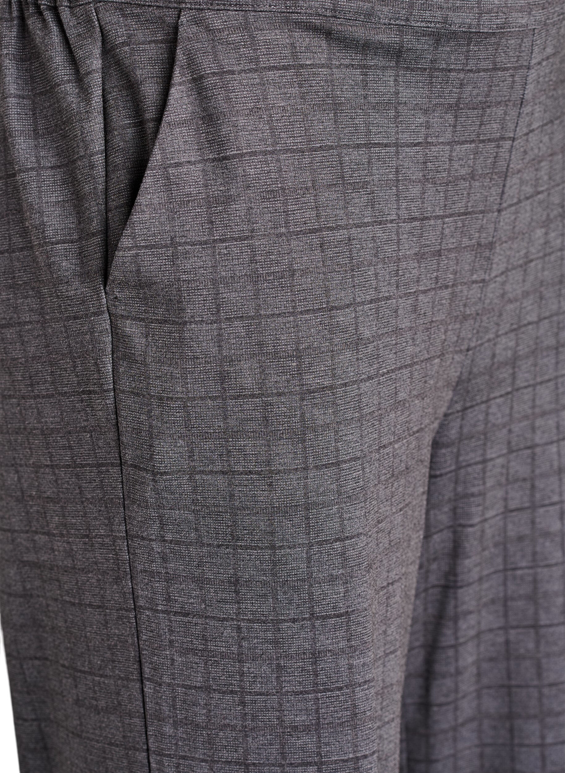 Zizzifashion Checked trousers with wide legs, Grey, Packshot image number 2