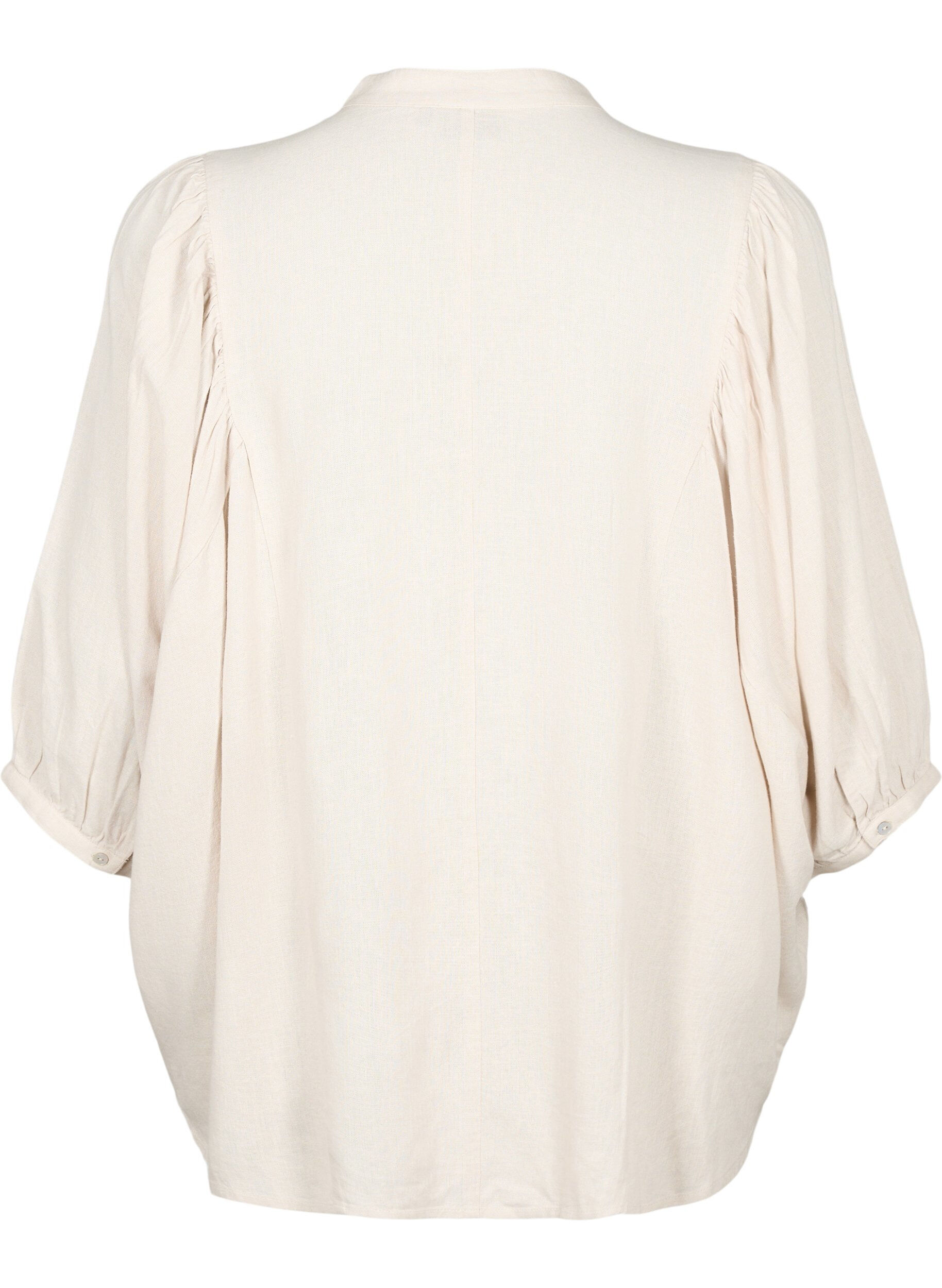 Zizzifashion Viscose-Linen Mix Shirt Blouse with 3/4 Sleeves, Moonbeam, Packshot image number 1