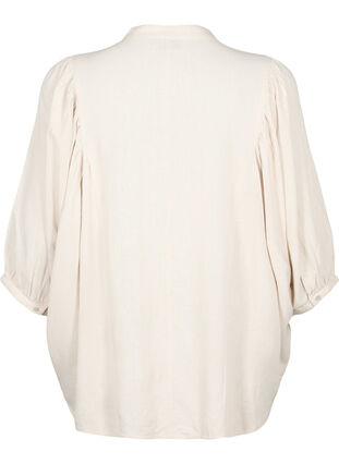Viscose-Linen Mix Shirt Blouse with 3/4 Sleeves, Moonbeam, Packshot image number 1