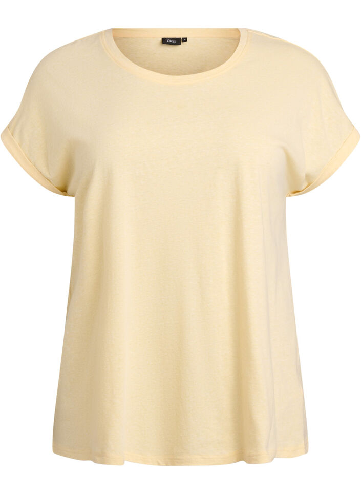 Melange t-shirt with short sleeves, Yellow, Packshot image number 0
