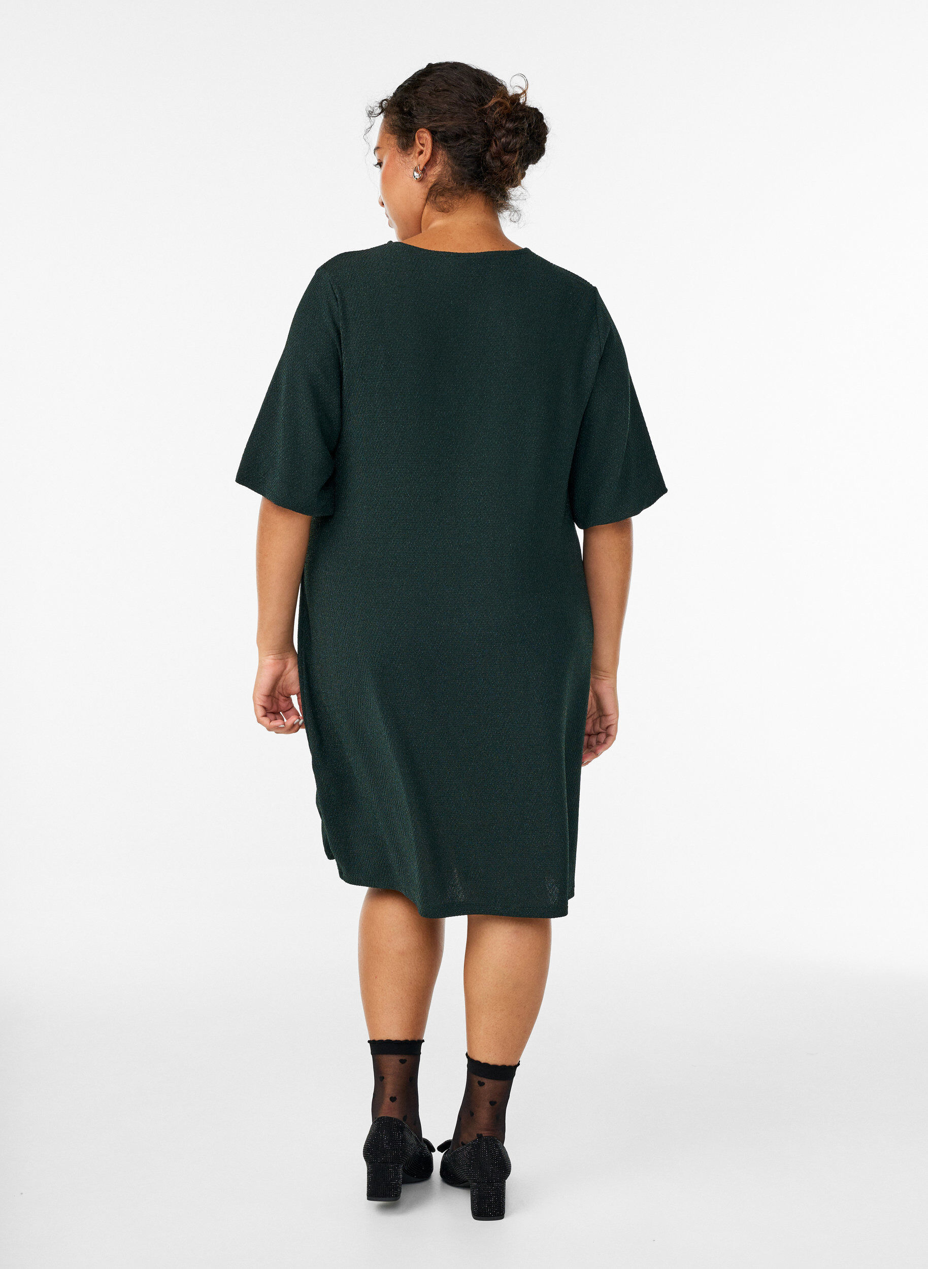 Zizzifashion Short dress with a glitter pattern, Green, Model image number 2