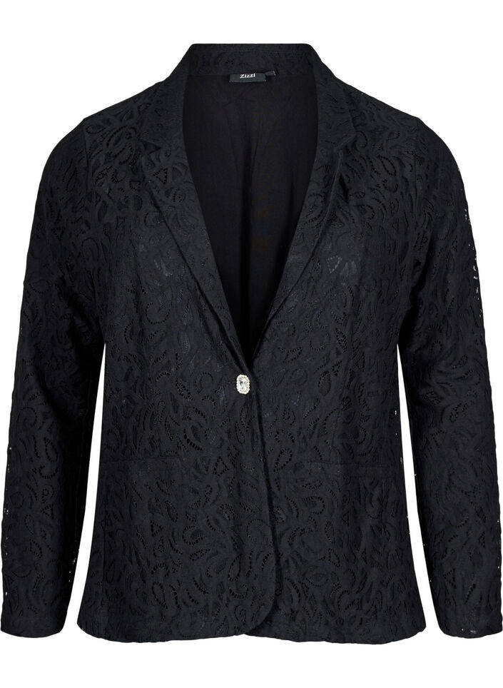 Lace blazer with pockets, Black, Packshot image number 0