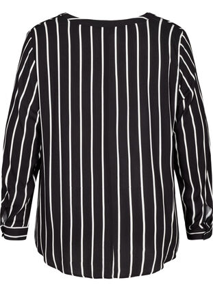 Striped blouse in viscose, Black White stripe, Packshot image number 1