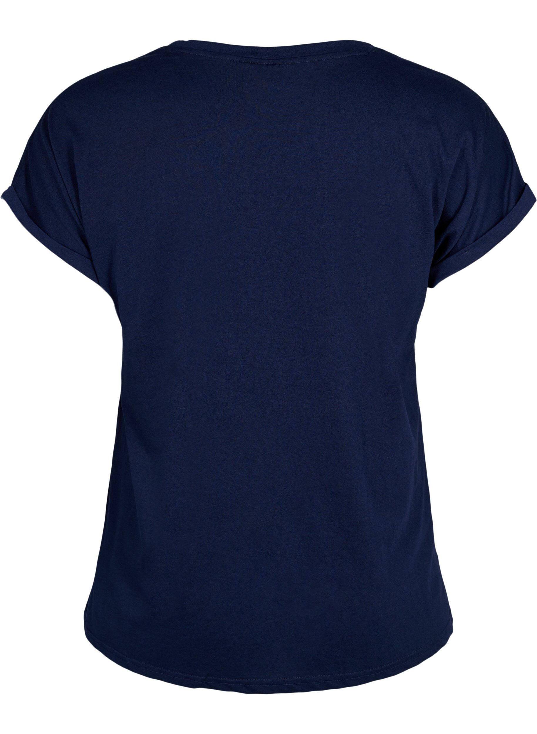 Zizzifashion Short sleeved cotton blend t-shirt, Blue, Packshot image number 1