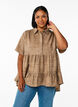 Loose blouse with collar and buttons, Brown, Model image number 0