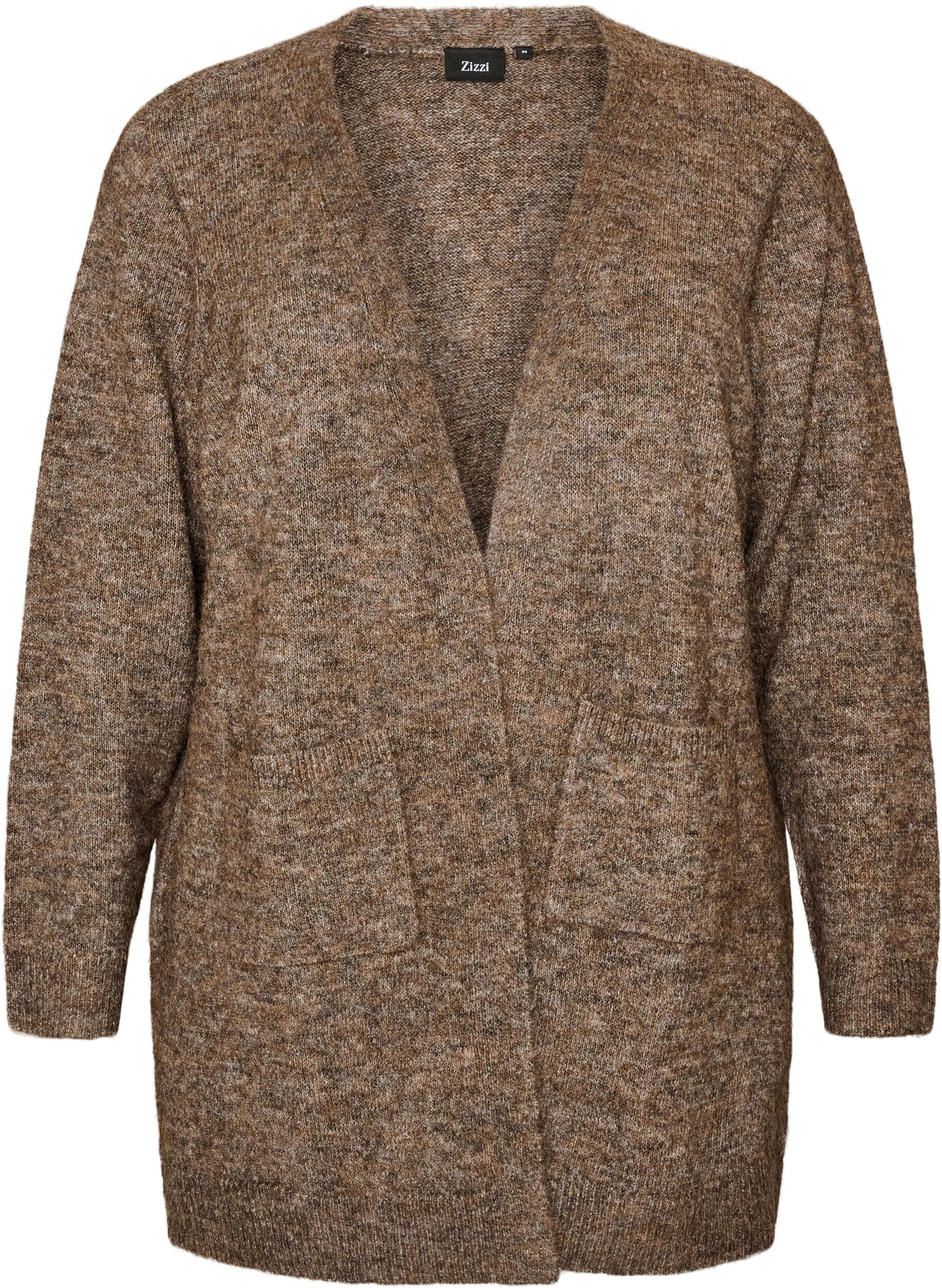 ZizzifashionLong cardigan with pockets, Brown, Packshot image number 0