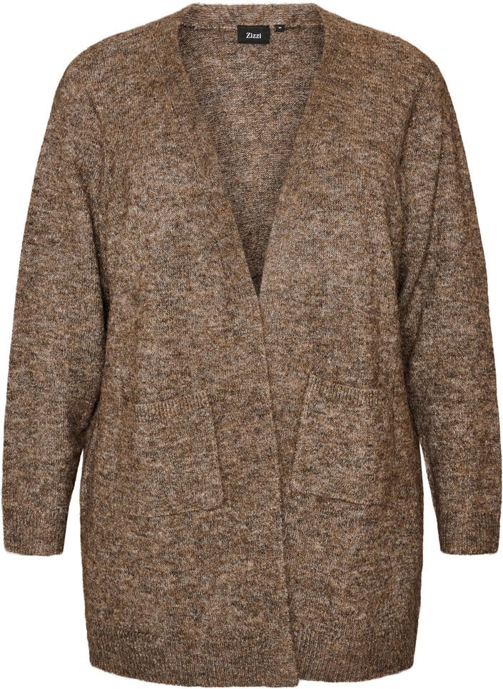Long cardigan with pockets, Brown, Packshot image number 0