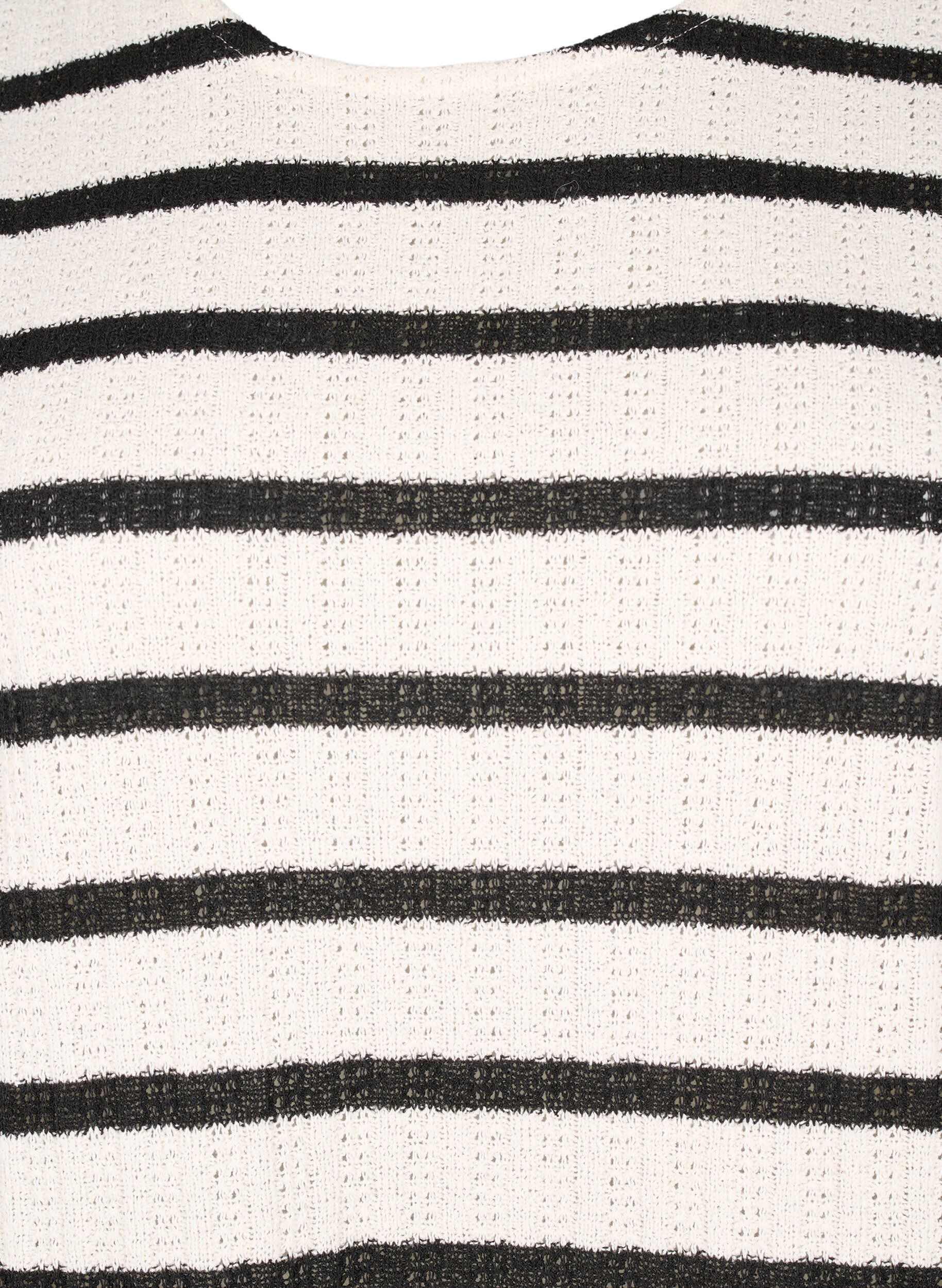 Zizzifashion Short sleeve blouse with contrast-colored stripes, Sand Black Stripe, Packshot image number 2