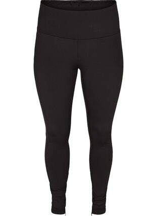 Solid colour leggings with zip, Black, Packshot image number 0