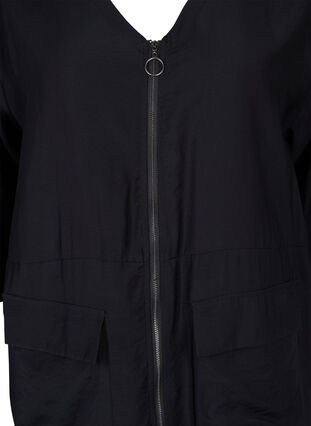 Tunic with v-neck and 3/4-length sleeves, Black, Packshot image number 2