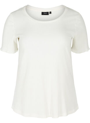 Short-sleeved t-shirt in ribbed fabric, Egret, Packshot image number 0