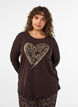 Cotton pyjama top with heart print, Brown, Model image number 0