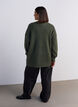 Long rib-knitted blouse with a V-neck, Green, Model image number 2