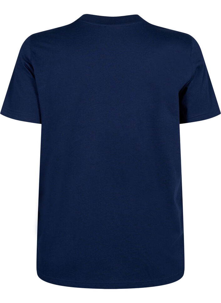 Basic cotton T-shirt with round neck, Blue, Packshot image number 1