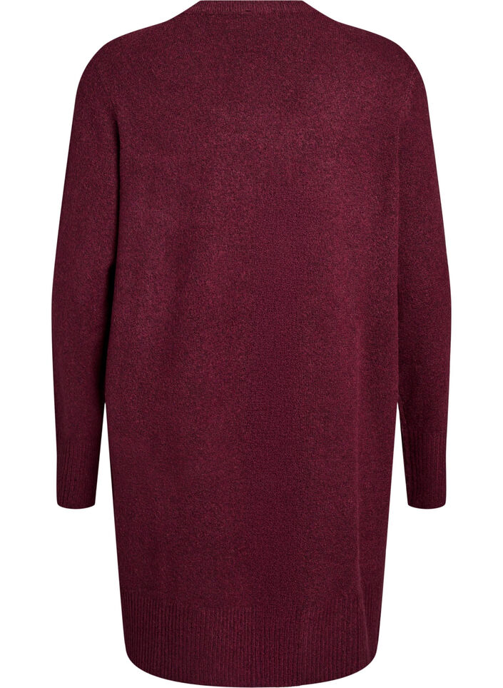 Ribbed Knit Cardigan with Pockets, Dark Bordeaux, Packshot image number 1