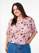 Floral blouse with short sleeves and smocking, Rose, Model image number 0