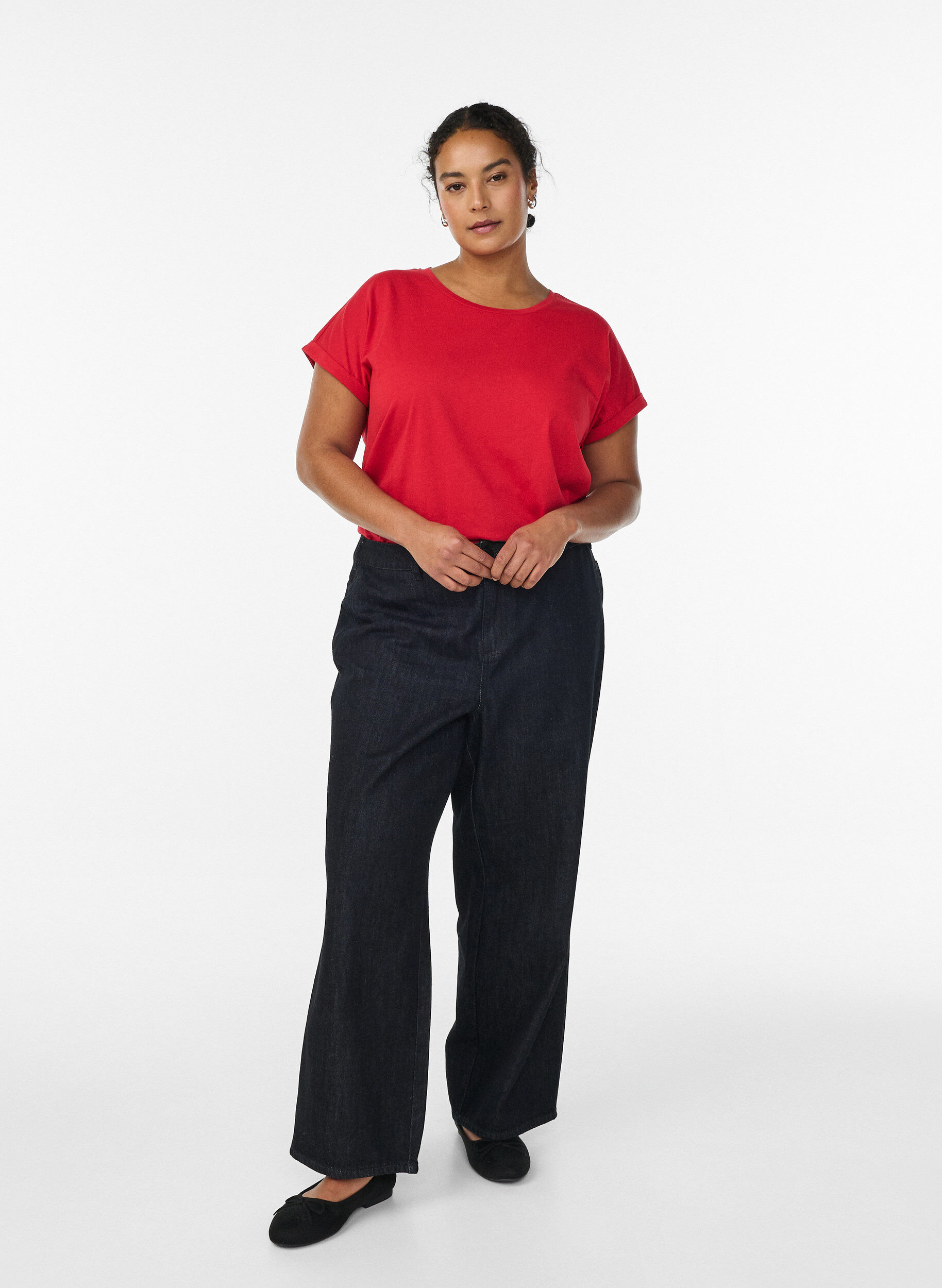 ZizzifashionShort-sleeved cotton blend t-shirt, Red, Model image number 1