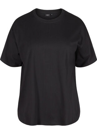 Short-sleeved cotton T-shirt, Black, Packshot image number 0
