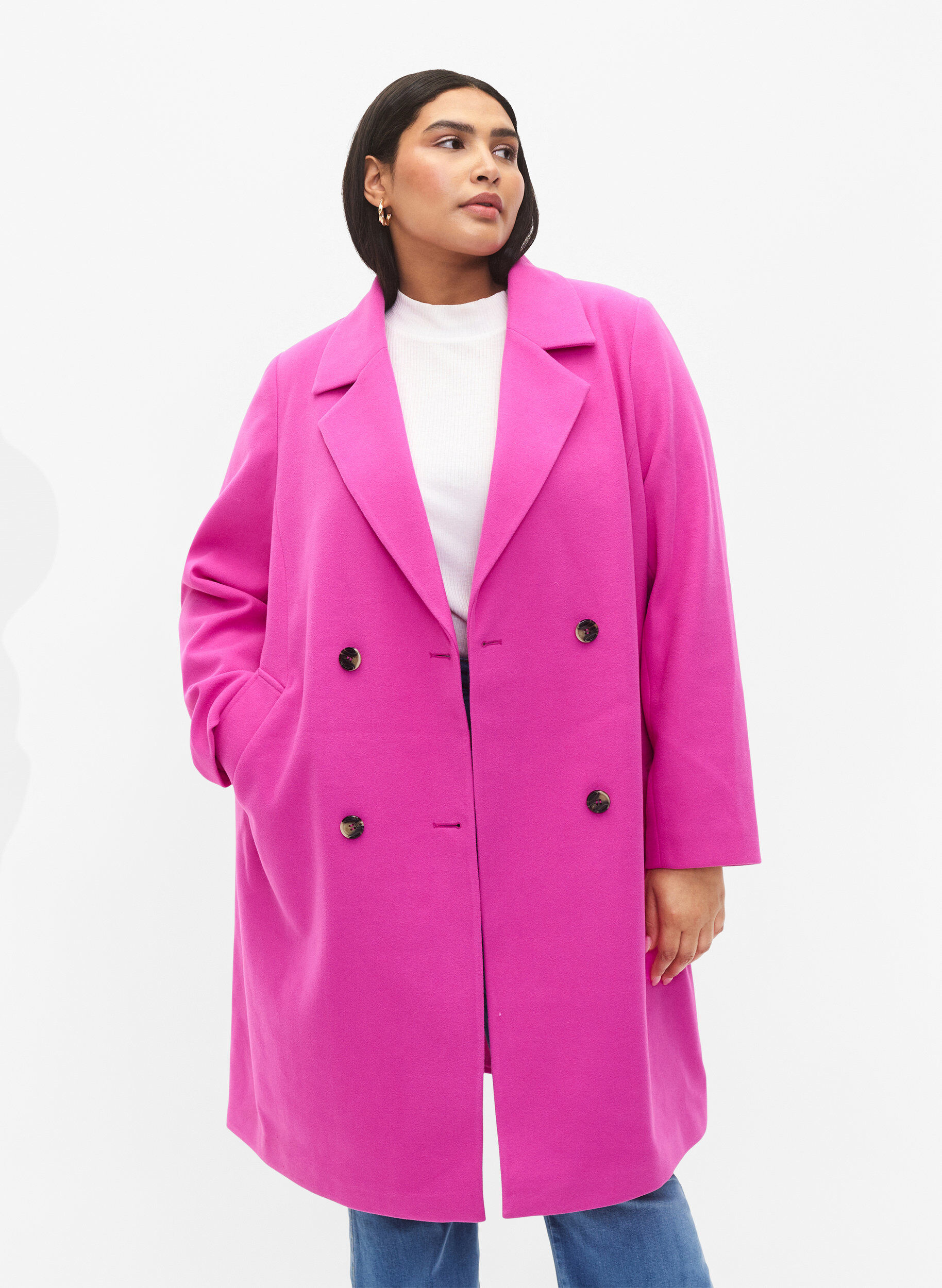 Zizzifashion Coat with double-breasted button closure, Purple Orchid, Model image number 0