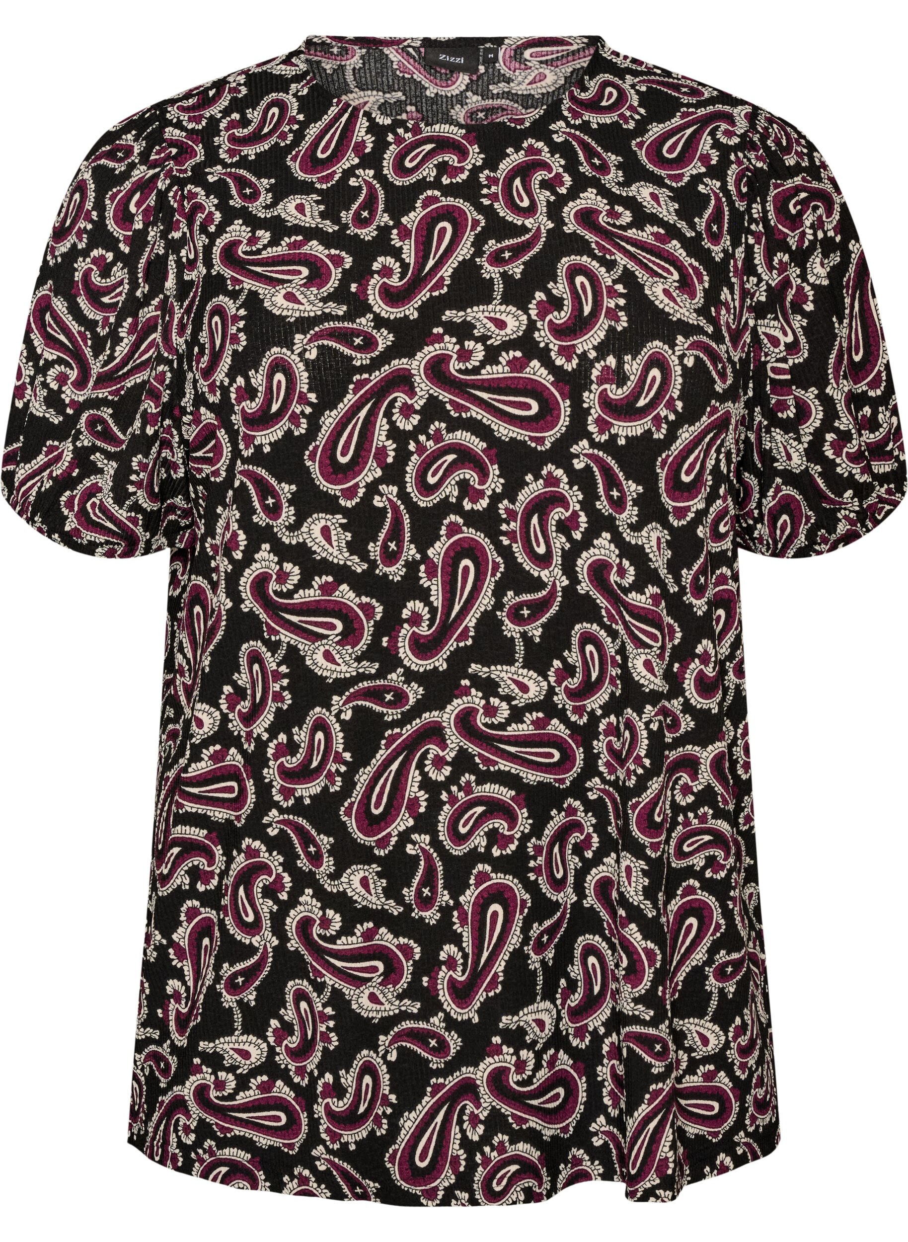 ZizzifashionBlouse with long sleeves and paisley print, Dark Bordeaux, Packshot image number 0