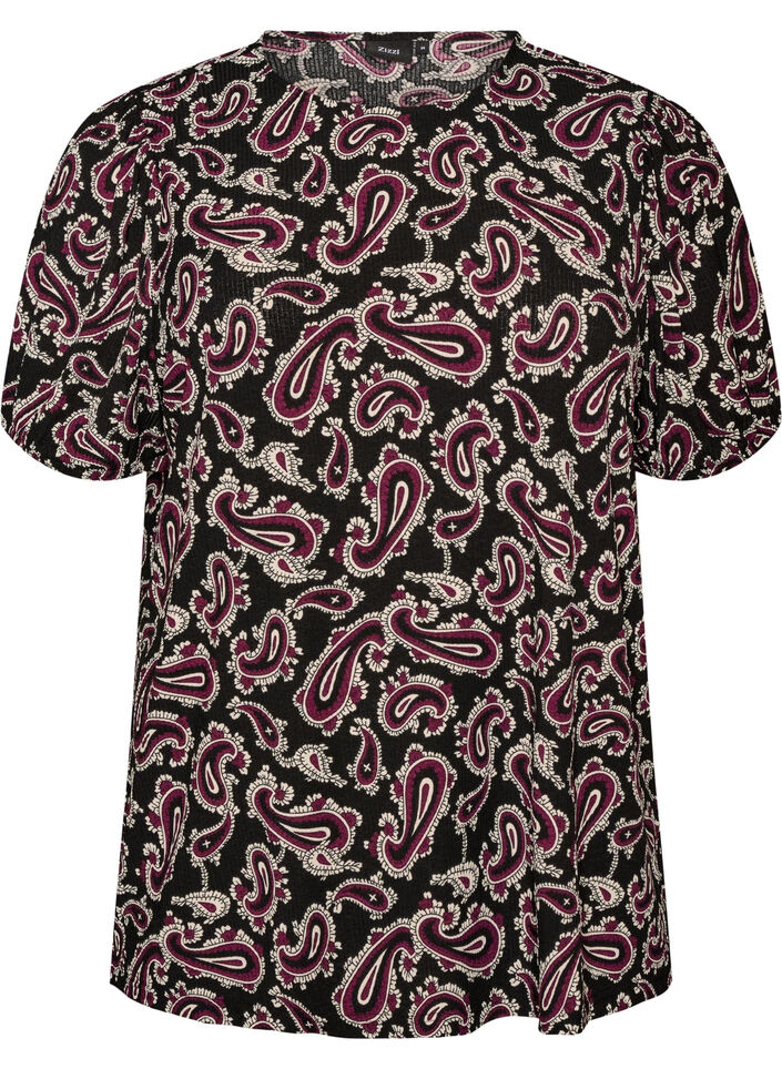 Blouse with long sleeves and paisley print, Dark Bordeaux, Packshot image number 0